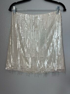 J. Crew Collection Ivory Sequin Beaded Mini Skirt